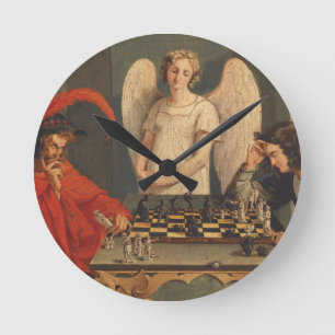 Horloge Ronde Faust Et Mephistopheles Jouent Aux Échecs