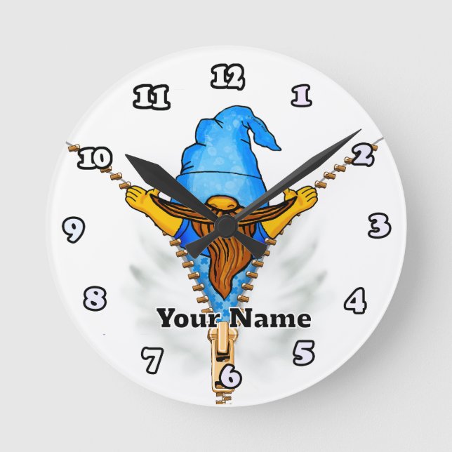 Horloge Ronde Faux Gnome à fermeture éclair (Recto)