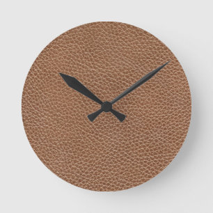 Horloge Ronde Faux leather natural brown