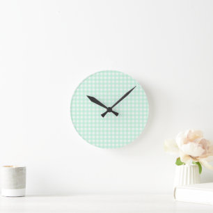 Horloge Ronde Faye et Lauren Bright Green En vichy