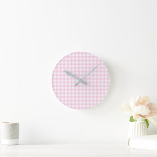 Horloge Ronde Faye et Lauren Pink En vichy