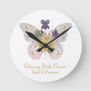 Horloge Ronde February Birth Flower Wall Clock