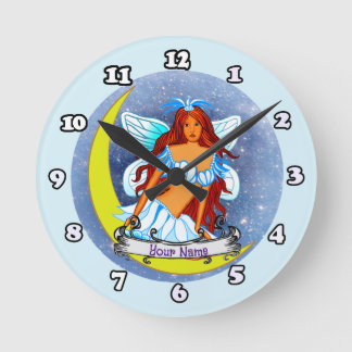 Horloge Ronde Fée de la Lune de Nuit