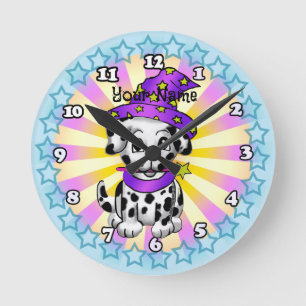 Horloge Ronde Fée sorcier de chien 