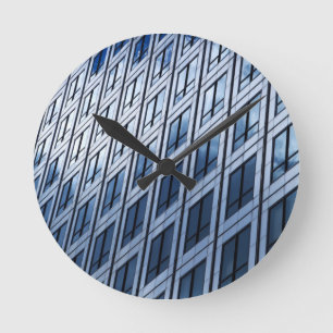 Horloge Ronde Fenêtres bleues Abstraites