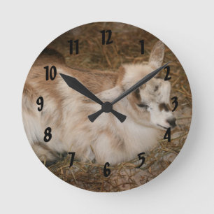 Horloge Ronde Fer petite chèvre levant bébé droit