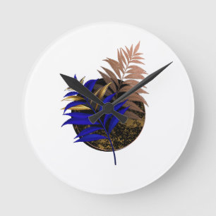 Horloge Ronde Ferme bleue sur cercle noir