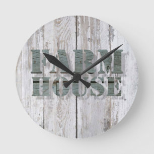 Horloge Ronde ferme en bois blanc de l'ouest