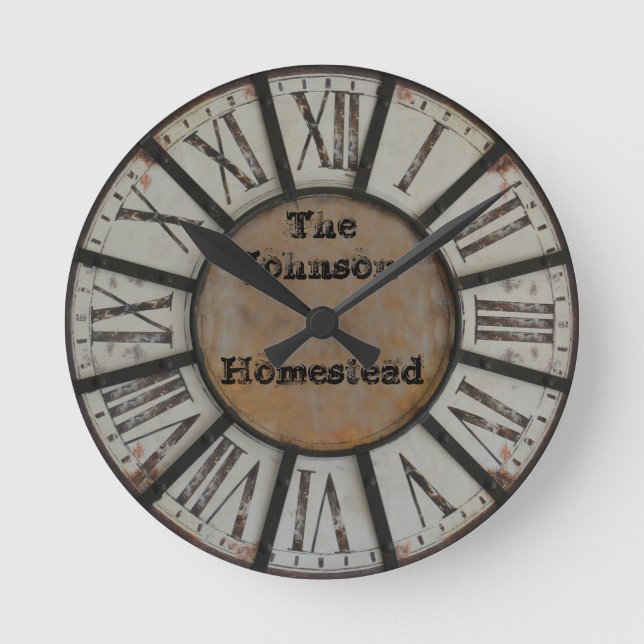 Horloge Ronde Ferme rustique avec chiffres romains (Recto)