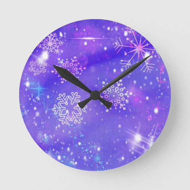 Horloge Ronde Festive Violet Fête Fête Fête de Noël (Recto)