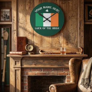 Horloge Ronde Fête de la Saint-Patrick Drapeau de l'Irlande Nom