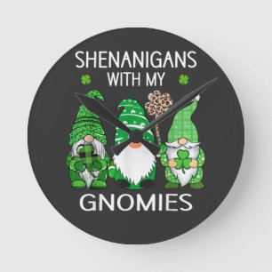 Horloge Ronde Fête de la Saint-Patrick Shamrock Chanceux Léopard