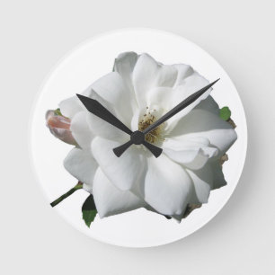 Horloge Ronde Fête de mariage aux roses blanches Fleurs de maria