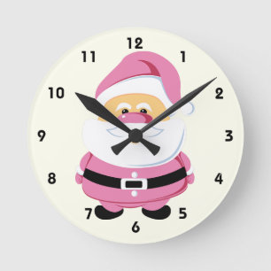 Horloge Ronde Fête de Noël du Père Noël rose doux