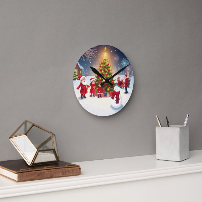Horloge Ronde Fête de Noël et N (Bureau)