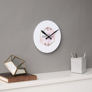 Horloge Ronde Fête des mères esthétique rose
