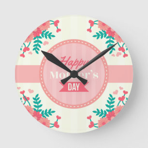 Horloge Ronde fête des mères florale