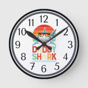 Horloge Ronde Fête des pères Rustique de requin papa