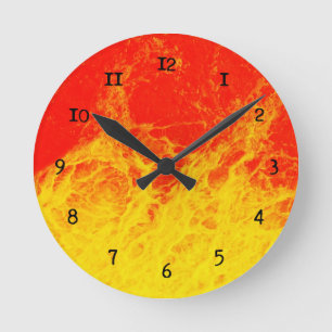 Horloge Ronde Feu rouge et jaune brûlant