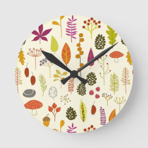 Horloge Ronde Feuilles automnales d'automne