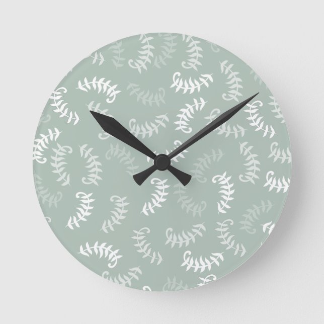 Horloge Ronde Feuilles botaniques verts turquoises (Recto)