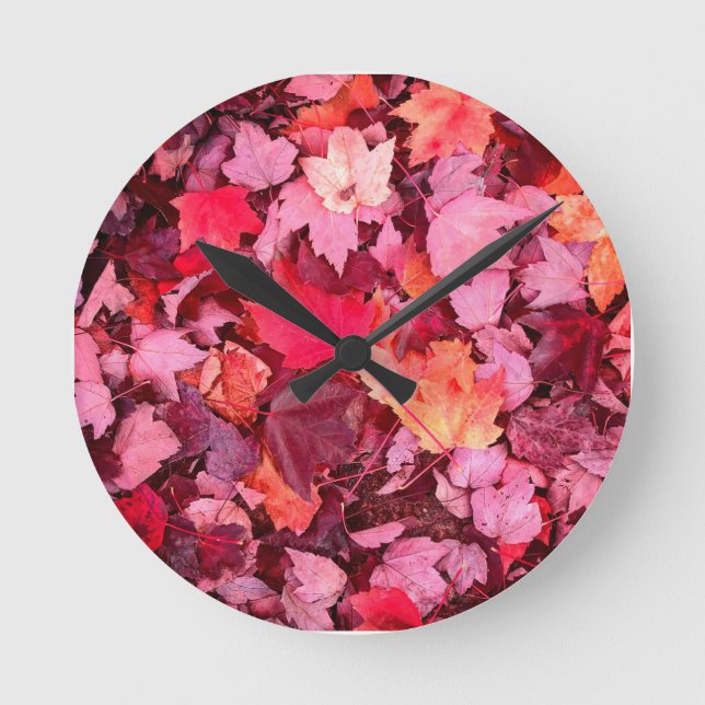 Horloge Ronde Feuilles d'automne colorées (Recto)