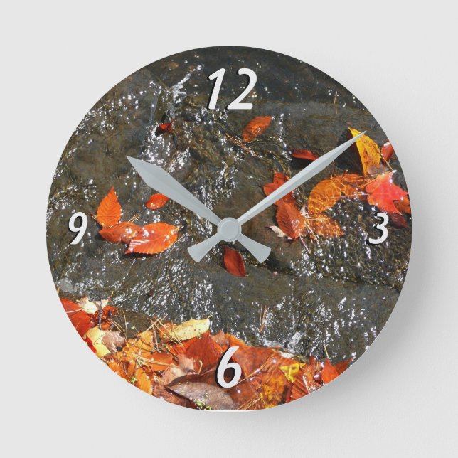 Horloge Ronde Feuilles d'automne dans la cascade I Photographie  (Recto)