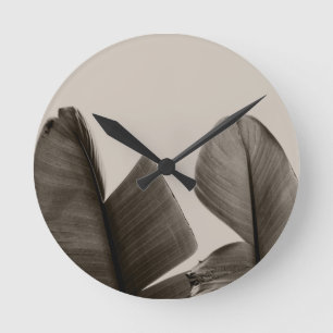 Horloge Ronde Feuilles de bananiers à Sepia