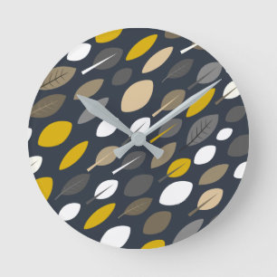 Horloge Ronde Feuilles de minuit
