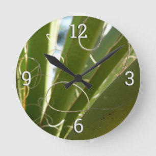 Horloge Ronde Feuilles de Yucca Vert Photographie de la Nature