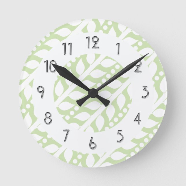 Horloge Ronde Feuilles et points Beanstalk - Lime White (Recto)