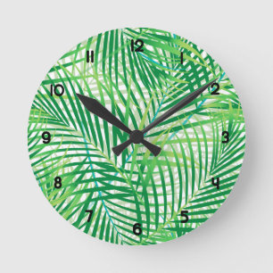 Horloge Ronde Feuilles Palm