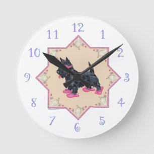 Horloge Ronde Feuilles roses