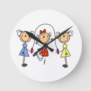 Horloge Ronde Figure de l'étiquette GIrls Corde de saut