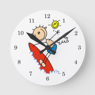 Horloge Ronde Figure de Surfing