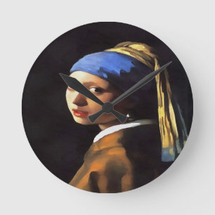 Horloge Ronde Fille avec une perle qui écoute après Johannes Ver