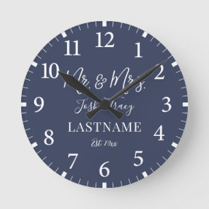Horloge Ronde Fille bébé éléphant avec bow Nom personnalisé