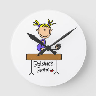 Horloge Ronde Fille Blonde Gymnaste sur Poutre