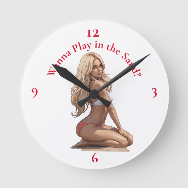 Horloge Ronde Fille de plage de Bikini Thunder_Cove (Recto)