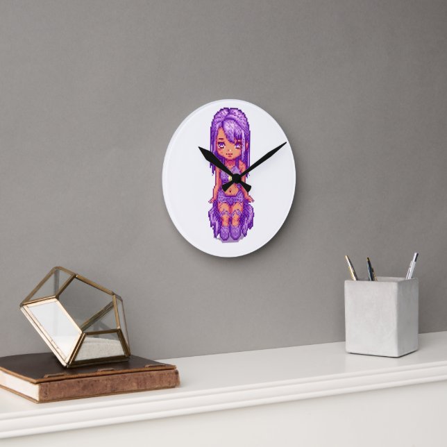 Horloge Ronde Fille violette  (Bureau)