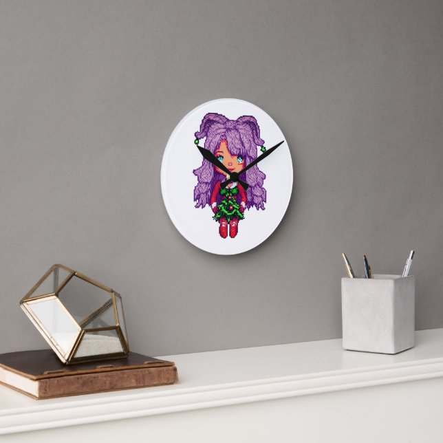 Horloge Ronde Fille violette   (Bureau)
