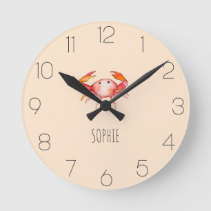 Horloge Ronde Filles mignonnes et simple école Ocean Baby Crab