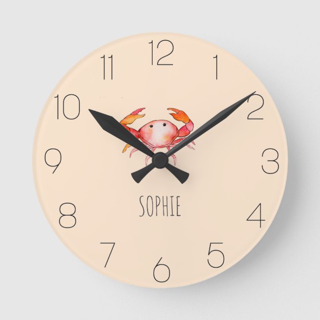 Horloge Ronde Filles mignonnes et simple école Ocean Baby Crab (Recto)