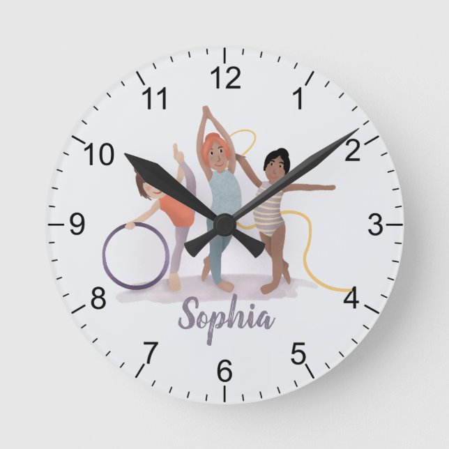 Horloge Ronde Filles Moderne Purple Gymnastique Enfants (Recto)