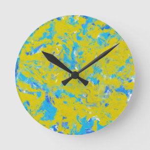 Horloge Ronde Fils jaunes, bleus et blancs