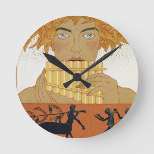 Horloge Ronde Filtrez le joueur de pipeau, illustration de "Les