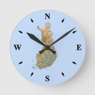 Horloge Ronde Finland Map Clock