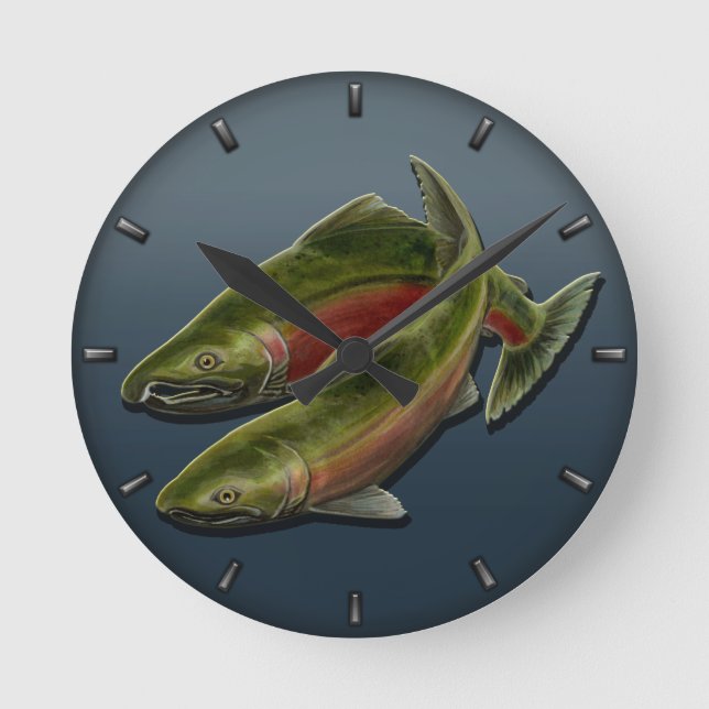 Horloge Ronde Fisherman Clock Coho Salmon Fish Wall Clocks (Recto)