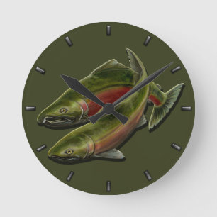 Horloge Ronde Fisherman Clock Coho Salmon Fish Wall Clocks Gifts