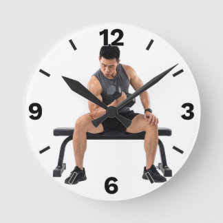 Horloge Ronde Fitness Man Dumbbell Bicep Curl Workout